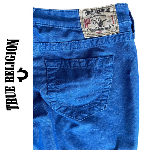 True Religion Shannon Corduroy Skinny Pants Periwinkle Blue Size 27 - Picture 8 of 9